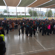 Estudiantes y docentes en el Primer Simulacro de Evacuación