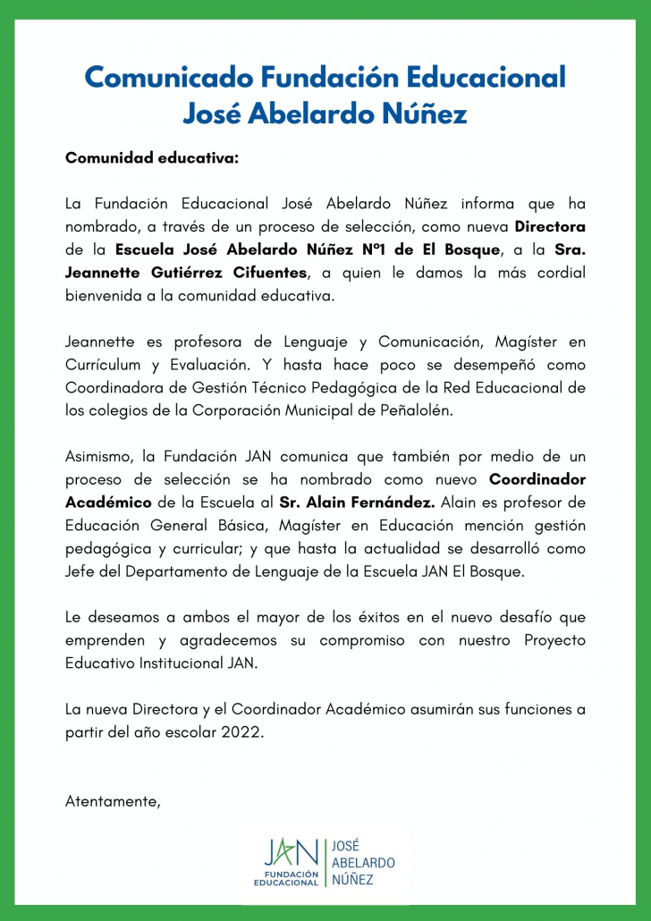 JAN 01 Anuncio Directora y CA